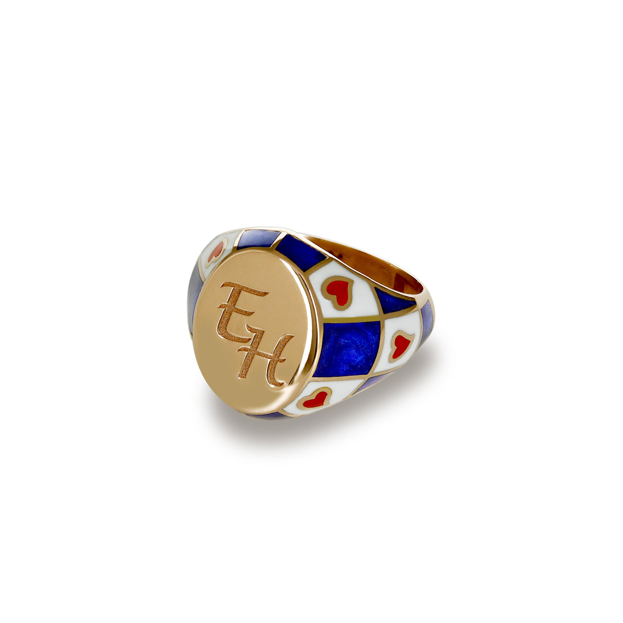 Blue And Red Hearts Ring