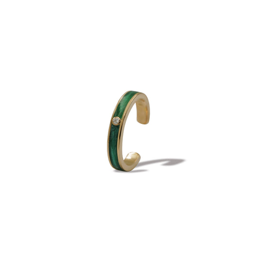 Green cuffs Earrings One Diamond