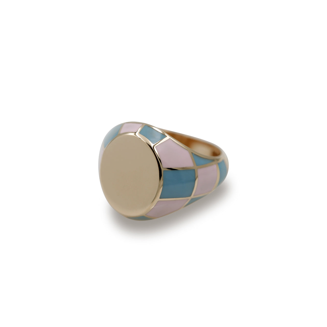 Pink and Blue Enamel Ring