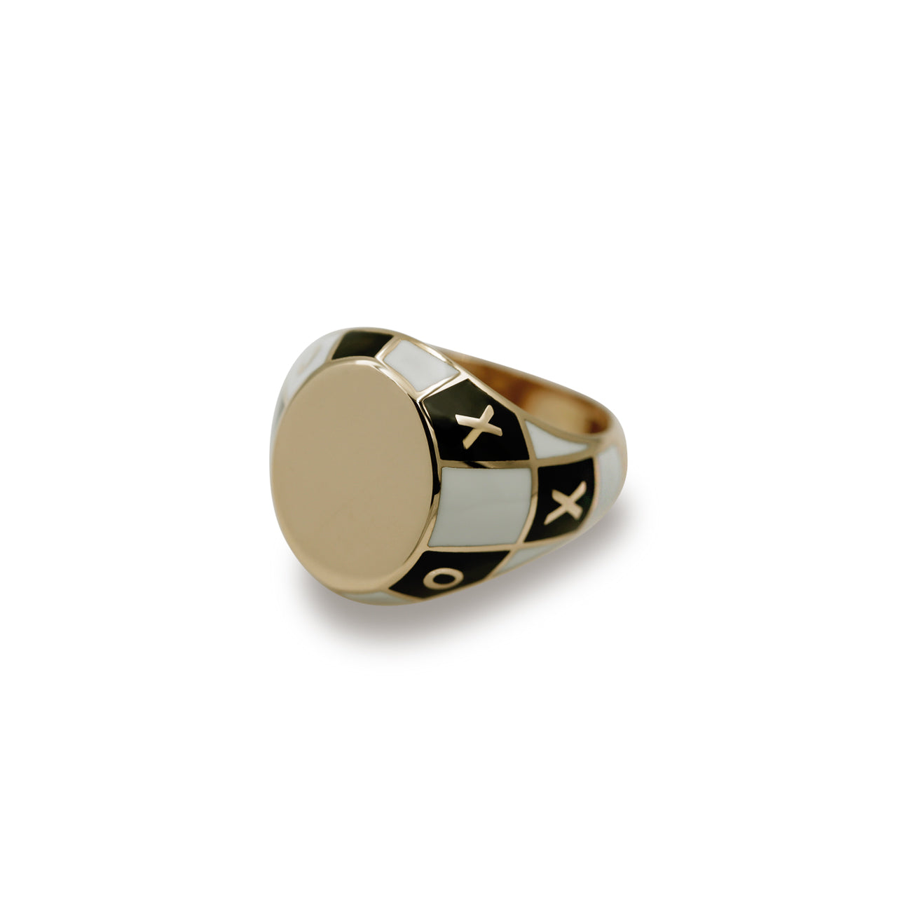 Xoxo Black and White Enamel Ring