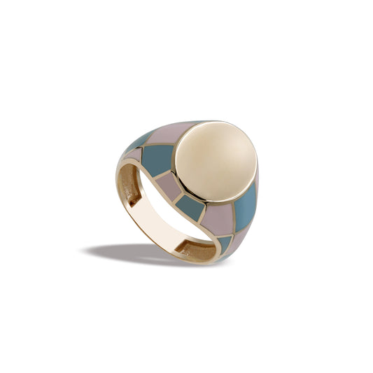 Pink and Blue Enamel Ring