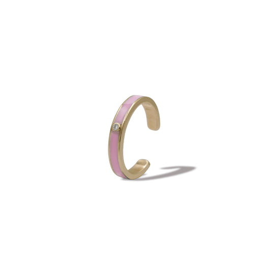 Pink Cuffs Earrings One Diamond
