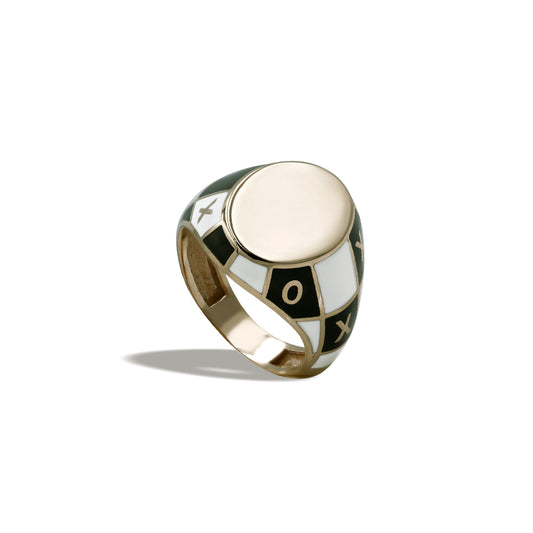 Xoxo Black and White Enamel Ring